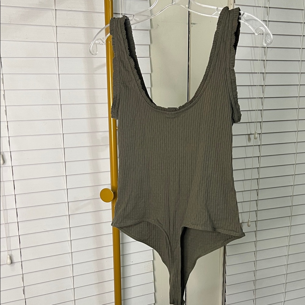 Wild Fable Khaki Ribbed Bodysuit